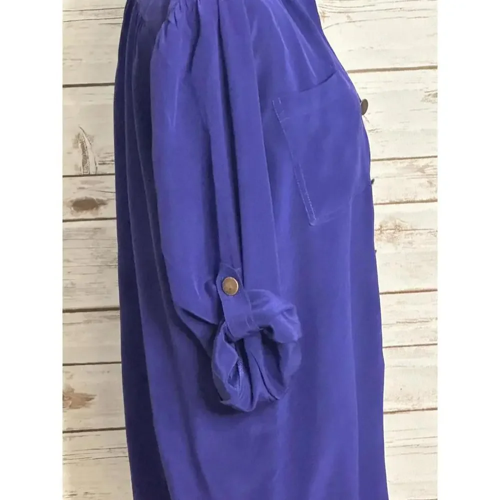 Anthropologie Hunter Dixon purple silk popover shirtdress Size Small